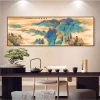 New Chinese-style sofa background wall decorative painting, living room feng shui backing mountain, traditional Chinese painting landscape ink-wash hanging painting, large-scale mural Specification image